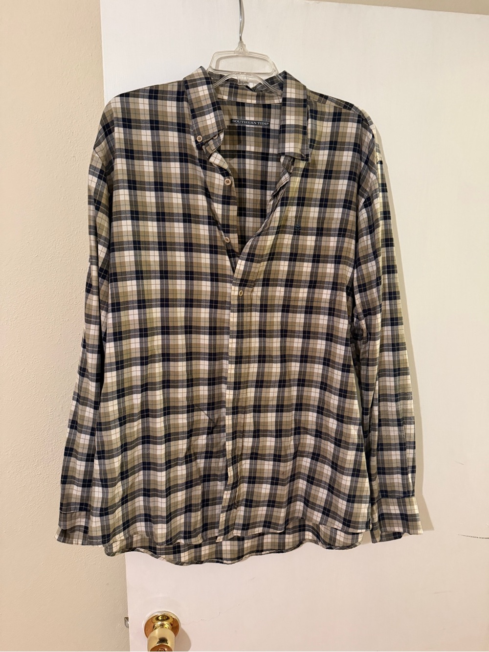 Southern Tide Men's Plaid Button-Down Shirt - Olive, Navy, White